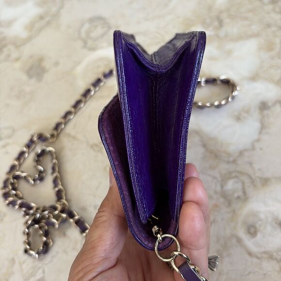 Genuine Eel-skin Mini Shoulder / Clutch Bag with Chain & Leather Strap - Picture 10 of 16